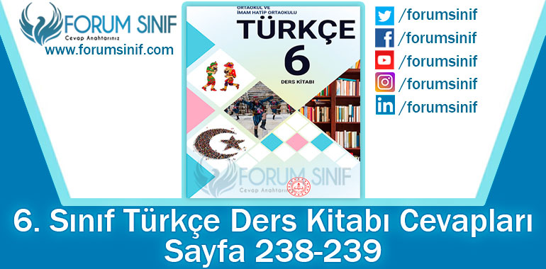 6. Sınıf Türkçe Ders Kitabı 238-239. Sayfa Cevapları MEB Yayınları