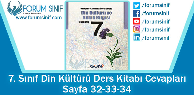 7. Sınıf Din Kültürü Ders Kitabı 32-33-34. Sayfa Cevapları GÜN Yayınları