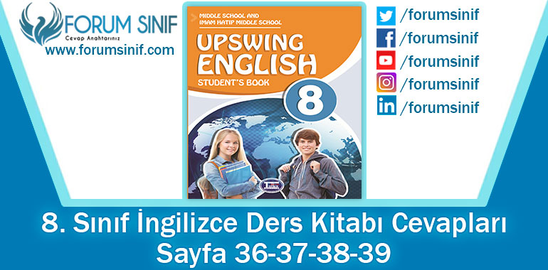 8. Sınıf İngilizce Ders Kitabı 36-37-38-39. Sayfa Cevapları Tutku Yayıncılık