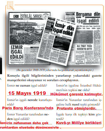 8. Sınıf T.C. İnkılap Tarihi ve Atatürkçülük MEB Yayınları Sayfa 58 Ders Kitabı Cevapları