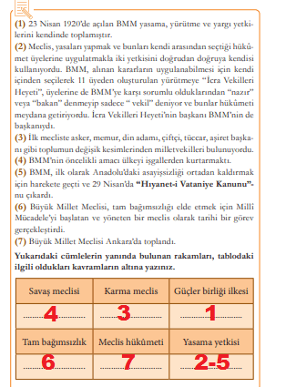 8. Sınıf T.C. İnkılap Tarihi ve Atatürkçülük MEB Yayınları Sayfa 75 Ders Kitabı Cevapları