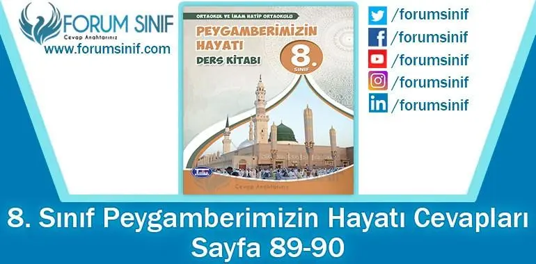 8. Sınıf Peygamberimizin Hayatı Ders Kitabı 89-90. Sayfa Cevapları Tutku Yayıncılık