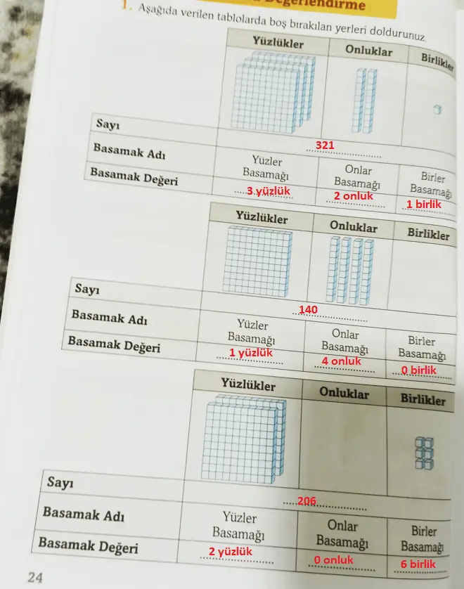 3. Sınıf Matematik Ders Kitabı Sayfa 24 Cevapları Ekoyay Yayıncılık