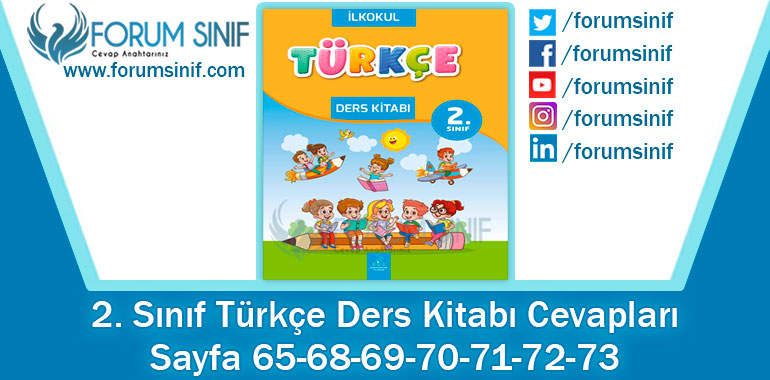 2. Sınıf Türkçe Ders Kitabı 65-68-69-70-71-72-73. Sayfa Cevapları Bilim ve Kültür Yayınları