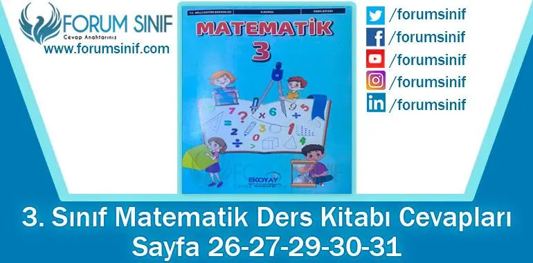 3. Sınıf Matematik Ders Kitabı 26-27-29-30-31. Sayfa Cevapları Ekoyay Yayıncılık