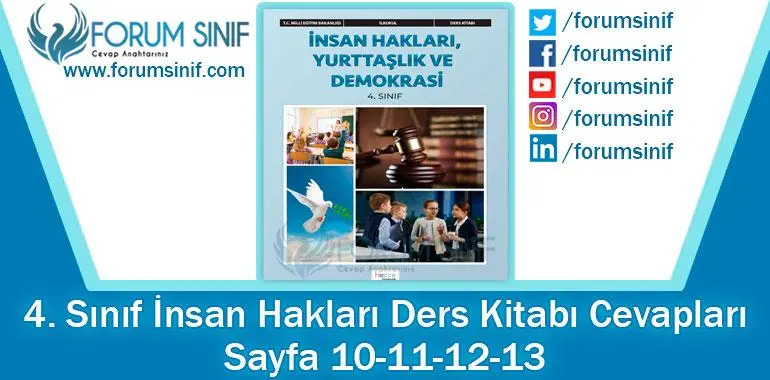 4. Sınıf İnsan Hakları Ders Kitabı 10-11-12-13. Sayfa Cevapları Hecce Yayıncılık