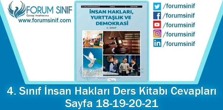 4. Sınıf İnsan Hakları Ders Kitabı 18-19-20-21. Sayfa Cevapları Hecce Yayıncılık