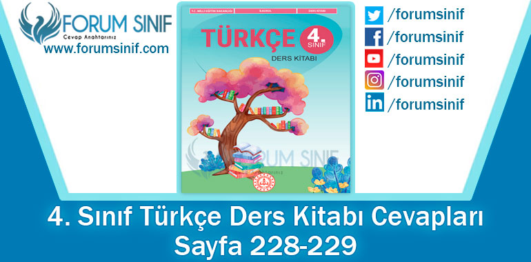 4. Sınıf Türkçe Ders Kitabı 228-229. Sayfa Cevapları MEB Yayınları