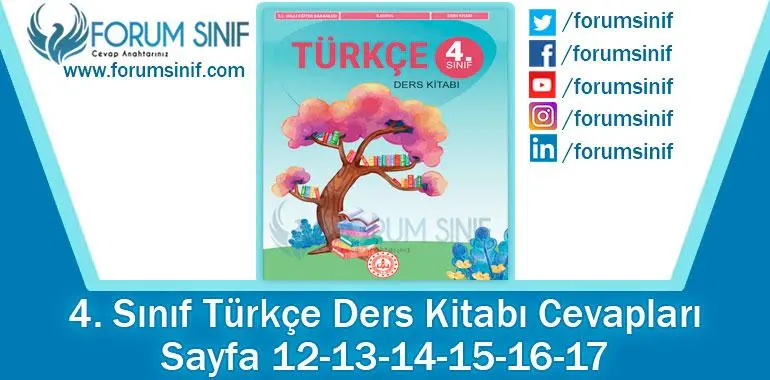 4. Türkçe Ders Kitabı 12-13-14-15-16-17. Sayfa Cevapları MEB Yayınları
