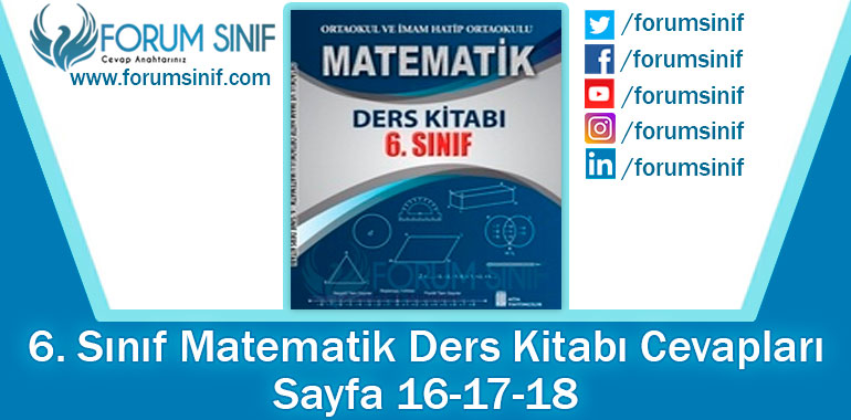 6. Sınıf Matematik Ders Kitabı 16-17-18. Sayfa Cevapları ATA Yayıncılık