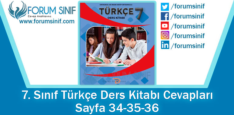 7. Sınıf Türkçe Ders Kitabı 34-35-36. Sayfa Cevapları Dörtel Yayıncılık