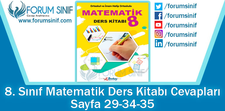 8. Sınıf Matematik Ders Kitabı 29-34-35. Sayfa Cevapları Berkay Yayıncılık