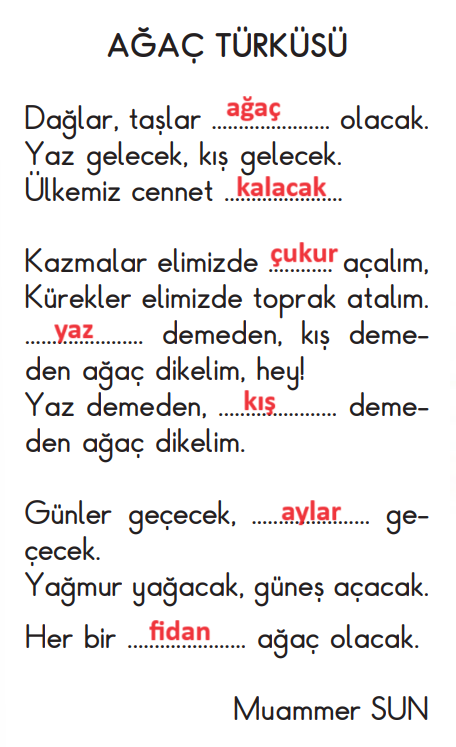 2. Sınıf Türkçe Ders Kitabı Sayfa 124 Cevapları MEB Yayınları