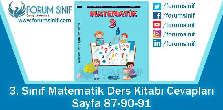 3. Sınıf Matematik Ders Kitabı 87-90-91. Sayfa Cevapları Ekoyay Yayıncılık