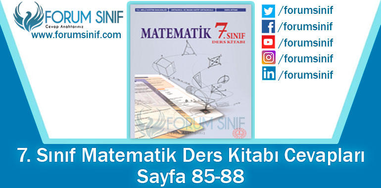 7. Sınıf Matematik Ders Kitabı 85-88. Sayfa Cevapları MEB Yayınları
