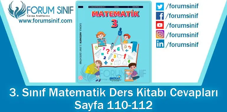 3. Sınıf Matematik Ders Kitabı 110-112. Sayfa Cevapları Ekoyay Yayıncılık