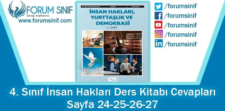 4. Sınıf İnsan Hakları Ders Kitabı 24-25-26-27. Sayfa Cevapları Hecce Yayıncılık