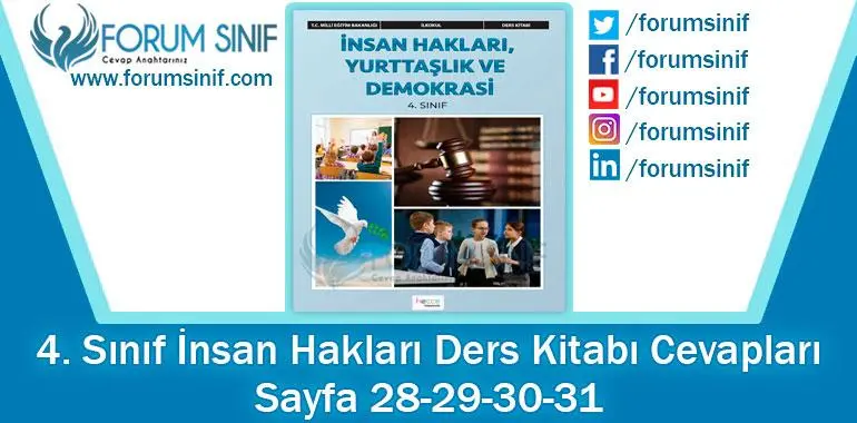 4. Sınıf İnsan Hakları Ders Kitabı 28-29-30-31. Sayfa Cevapları Hecce Yayıncılık