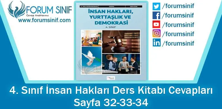 4. Sınıf İnsan Hakları Ders Kitabı 32-33-34. Sayfa Cevapları Hecce Yayıncılık