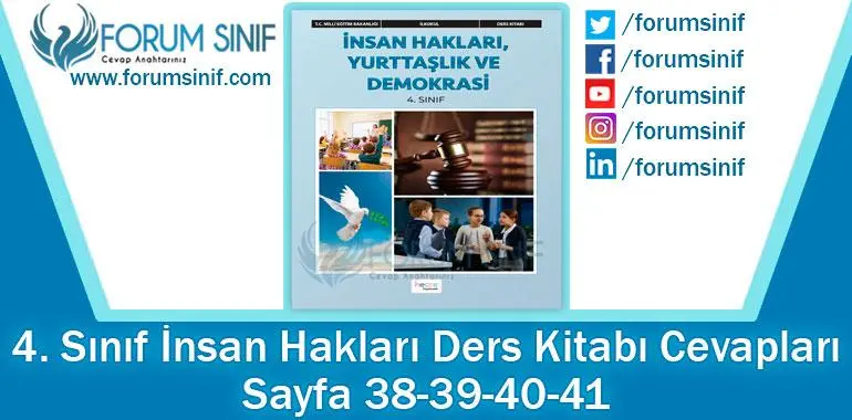 4. Sınıf İnsan Hakları Ders Kitabı 38-39-40-41. Sayfa Cevapları Hecce Yayıncılık