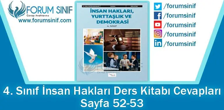 4. Sınıf İnsan Hakları Ders Kitabı 52-53. Sayfa Cevapları Hecce Yayıncılık