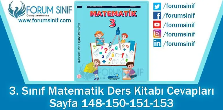 3. Sınıf Matematik Ders Kitabı 148-150-151-153. Sayfa Cevapları Ekoyay Yayıncılık