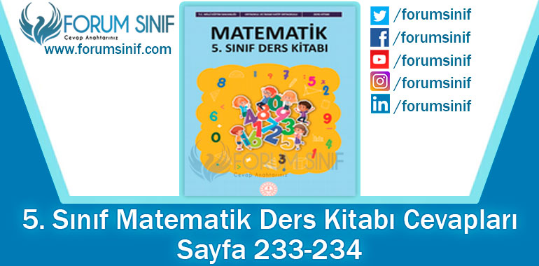 5. Sınıf Matematik Ders Kitabı 233-234. Sayfa Cevapları MEB Yayınları