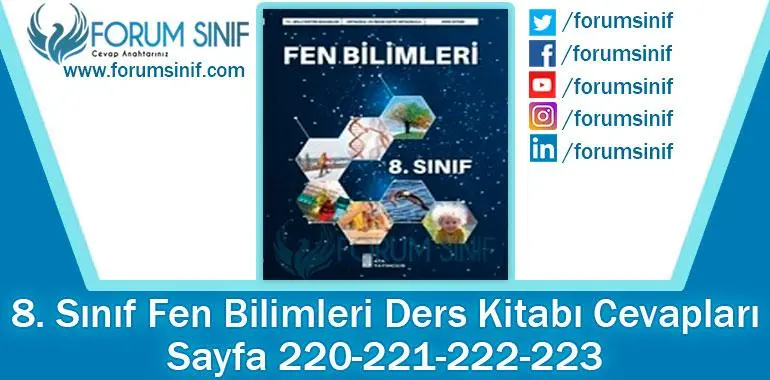 8. Sınıf Fen Bilimleri Ders Kitabı Sayfa 220-221-222-223. Cevapları ATA Yayıncılık
