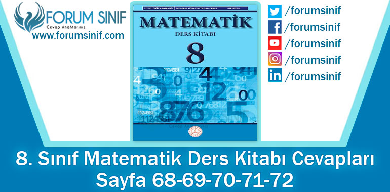8. Sınıf Matematik Ders Kitabı 68-69-70-71-72. Sayfa Cevapları MEB Yayınları