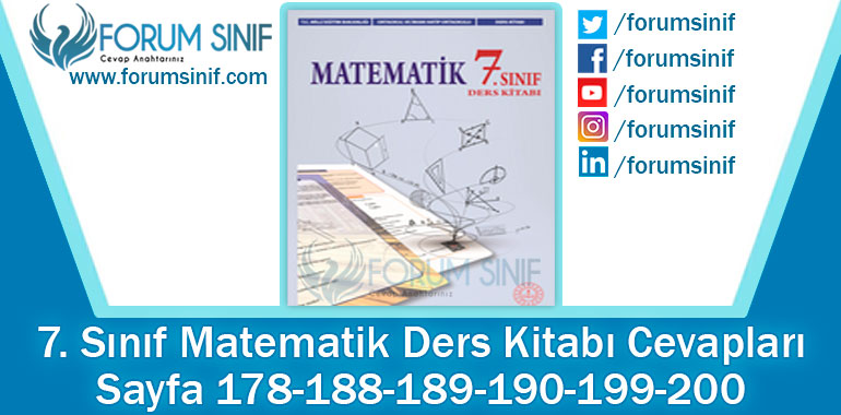 7. Sınıf Matematik Ders Kitabı 178-188-189-190-199-200. Sayfa Cevapları MEB Yayınları