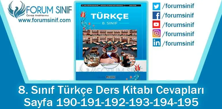 8. Sınıf Türkçe Ders Kitabı 190-191-192-193-194-195. Sayfa Cevapları Hecce Yayıncılık 8. Sınıf Türkçe Ders Kitabı 190-191-192-193-194-195. Sayfa Cevapları Hecce Yayıncılık