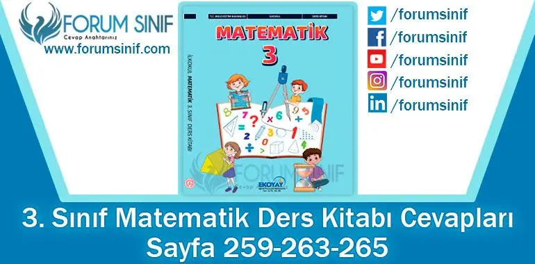 3. Sınıf Matematik Ders Kitabı 259-263-265 Sayfa Cevapları Ekoyay Yayıncılık