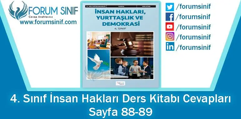 4. Sınıf İnsan Hakları Ders Kitabı 88-89. Sayfa Cevapları Hecce Yayıncılık