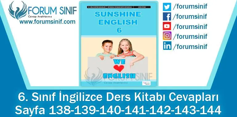 6. Sınıf İngilizce Ders Kitabı Sayfa 138-139-140-141-142-143-144. Cevapları Hecce Yayıncılık
