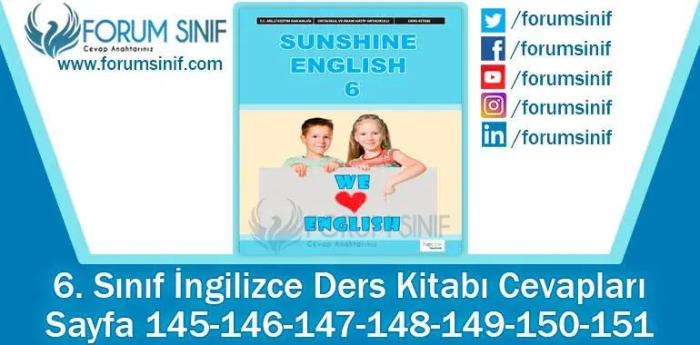 6. Sınıf İngilizce Ders Kitabı Sayfa 145-146-147-148-149-150-151. Cevapları Hecce Yayıncılık