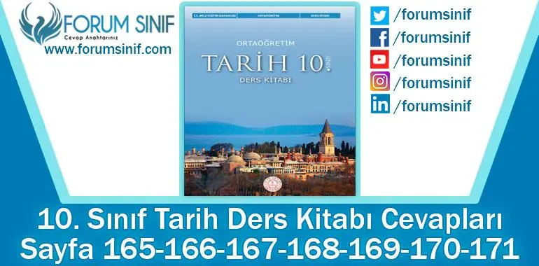 10. Sınıf Tarih Ders Kitabı 165-166-167-168-169-170-171. Sayfa Cevapları MEB Yayınları