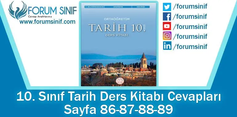 10. Sınıf Tarih Ders Kitabı 86-87-88-89. Sayfa Cevapları MEB Yayınları