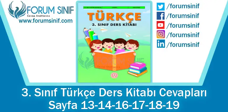 3. Sınıf Türkçe Ders Kitabı Sayfa 13-14-16-17-18-19. Cevapları MEB Yayınları