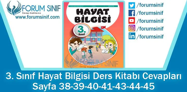 3. Sınıf Hayat Bilgisi Ders Kitabı Sayfa 38-39-40-41-43-44-45 Cevapları SDR İpekyolu Yayıncılık