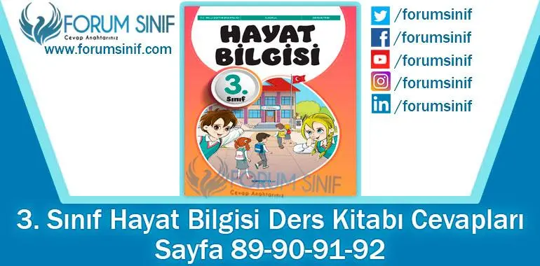 3. Sınıf Hayat Bilgisi Ders Kitabı Sayfa 89-90-91-92. Cevapları SDR İpekyolu Yayıncılık