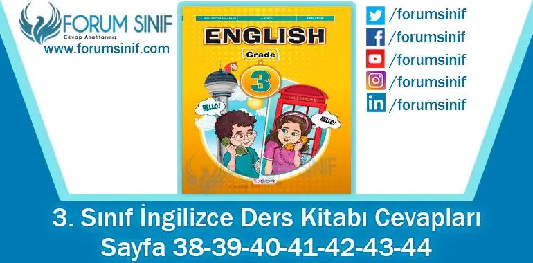 3. Sınıf İngilizce Ders Kitabı 38-39-40-41-42-43-44. Sayfa Cevapları SDR Dikey Yayıncılık
