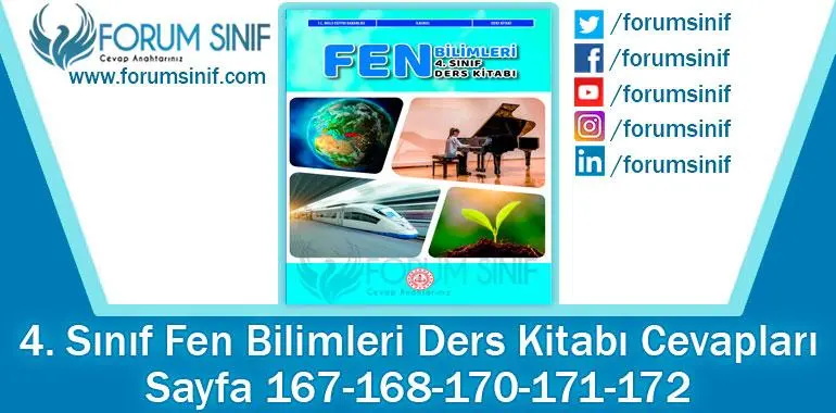 4. Sınıf Fen Bilimleri Ders Kitabı 167-168-170-171-172. Sayfa Cevapları MEB Yayınları 4. Sınıf Fen Bilimleri Ders Kitabı 167-168-170-171-172. Sayfa Cevapları MEB Yayınları