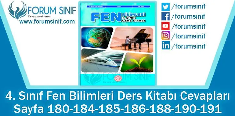 4. Sınıf Fen Bilimleri Ders Kitabı 180-184-185-186-188-190-191. Sayfa Cevapları MEB Yayınları
