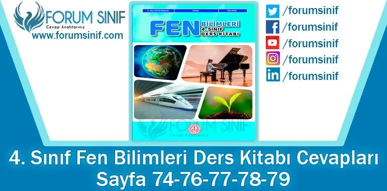 4. Sınıf Fen Bilimleri Ders Kitabı 74-76-77-78-79. Sayfa Cevapları MEB Yayınları