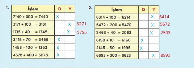 4. Sınıf Matematik Ders Kitabı Sayfa 52 Cevapları MEB Yayınları