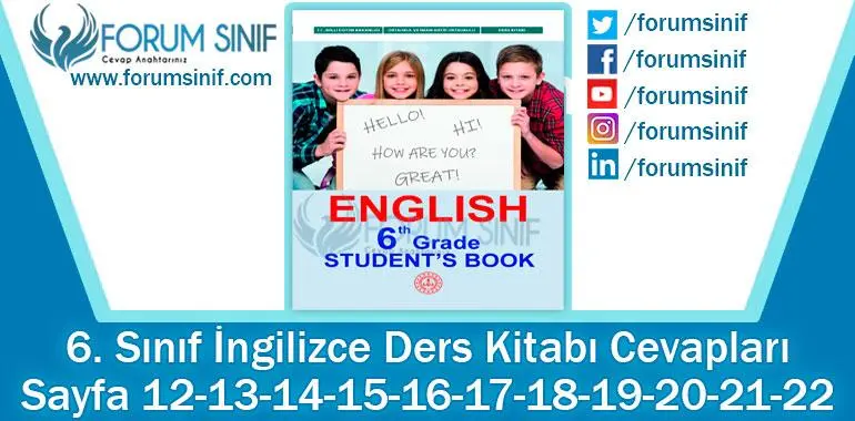 6. Sınıf İngilizce Ders Kitabı 12-13-14-15-16-17-18-19-20-21-22. Sayfa Cevapları MEB Yayınları