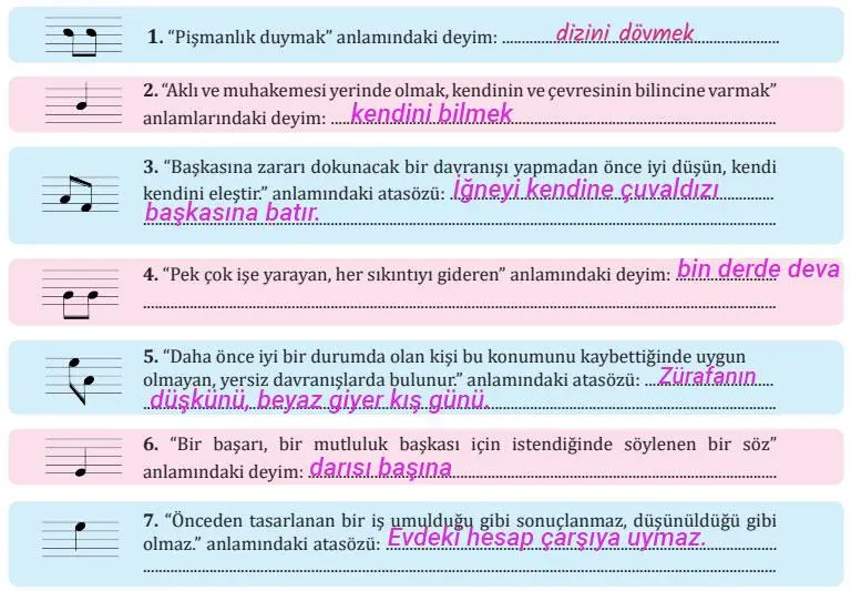 7. Sınıf Türkçe Ders Kitabı Sayfa 40-41 Cevapları MEB Yayınları