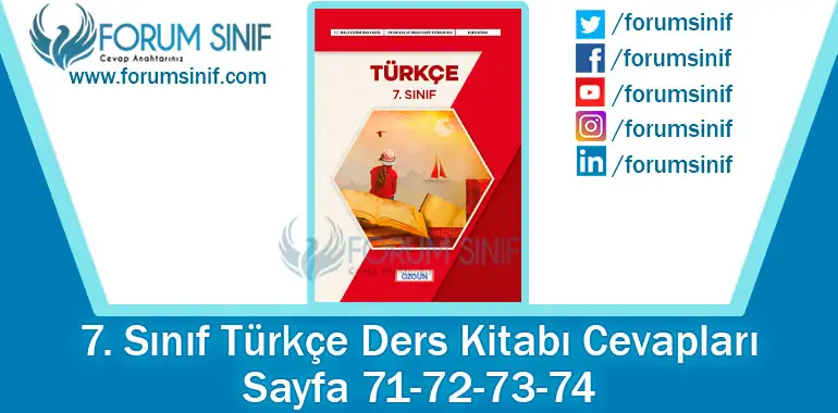 7. Sınıf Türkçe Ders Kitabı Sayfa 71-72-73-74. Cevapları Özgün Yayıncılık