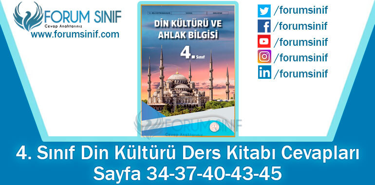 4. Sınıf Din Kültürü Ders Kitabı Sayfa 34-37-40-43-45. Cevapları MEB Yayınları