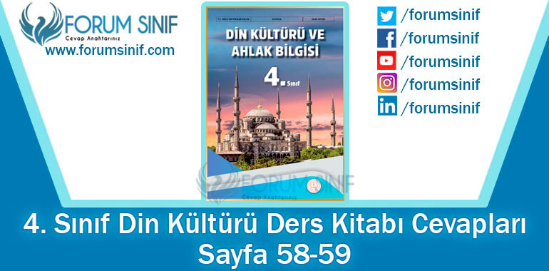 4. Sınıf Din Kültürü Ders Kitabı Sayfa 58-59. Cevapları MEB Yayınları